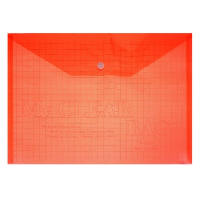 Папка-конверт на кнопке, А4, 140 мкм, Calligrata "Клетка", тонированная, красная