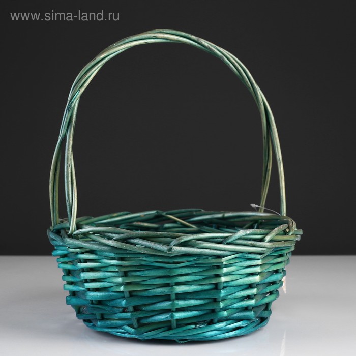 Корзина плетеная, 24х10х29 см, зеленая,лоза - Фото 1