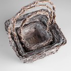 Набор корзин «Корзиночка», 3 шт: 25×25×14/32 см, 20×20×14/29 см, 15×15×12/25 см - Фото 3