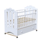 Кровать детская BONNE колесо-качалка с ящиком, белый, 1200×600 - Фото 2