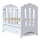 Кровать детская BONNE колесо-качалка с ящиком, белый, 1200×600 - Фото 3