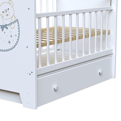 Кровать детская Love Sleeping маятник с ящиком, белая, 1200×600