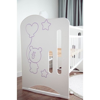 Кровать детская Sweet Bear, колесо-качалка, белый, 1200×600