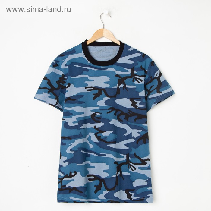 Футболка мужская камуфляж, цвет синий, размер 50 - Фото 1
