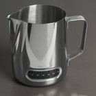Молочник питчер, 600 мл, с индикатором температуры, нержавеющая сталь, 304 сталь, хромированный - Фото 1