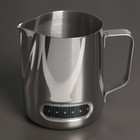 Молочник питчер, 600 мл, с индикатором температуры, нержавеющая сталь, 304 сталь, хромированный - Фото 3