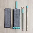Швабра с отжимом и водосгоном Доляна, 2 насадки из микрофибры 35×11 см, стальная ручка 126 см - Фото 4