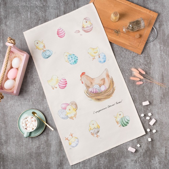 Полотенце «Светлой пасхи», 40×73 см, 100% хлопок, саржа 190 г/м² - Фото 1