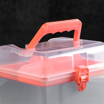 Шкатулка пластик для мелочей "Сундук с ручкой" МИКС 15,5х14х16 см