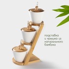 Банки для сыпучих BellaTenero, 150 мл, с ложками, на бамбуковой подставке, фарфор, белые - Фото 2