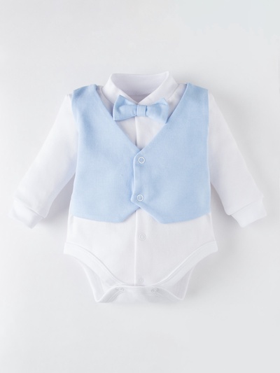 Боди для мальчика «Крошка Я. Костюм», рост 62-68 см, белое, голубое