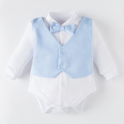 Боди для мальчика «Крошка Я. Костюм», рост 68-74 см, белое, голубое