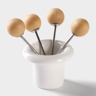 Набор для канапе и нарезки BellaTenero, 8 предметов: блюдо d=29.8 см, доска для нарезки, 2 ножа, 4 шпажки, фарфор, белый - Фото 5