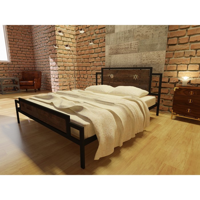 Кровать «Инесса plus», 1400х2000, лофт, цвет каркаса чёрный