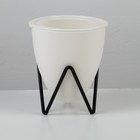 Кашпо с подставкой «Акцент», 11,2×11×12,5 см, цвет белый - Фото 1