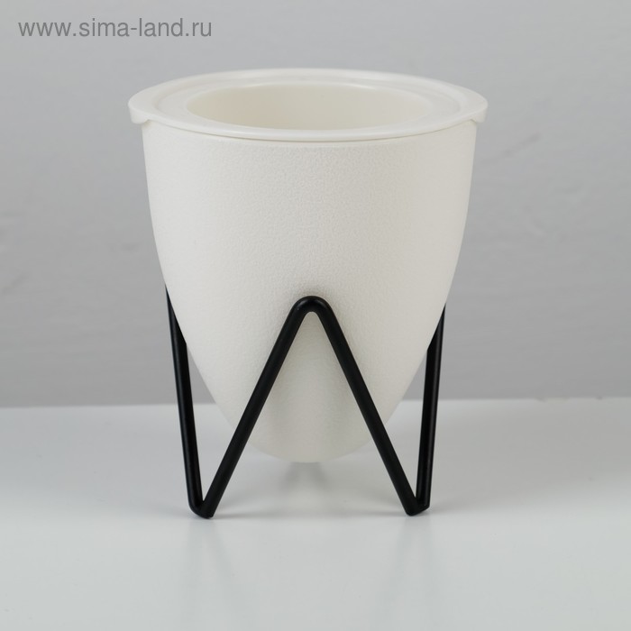 Кашпо с подставкой «Акцент», 11,2×11×12,5 см, цвет белый - Фото 1