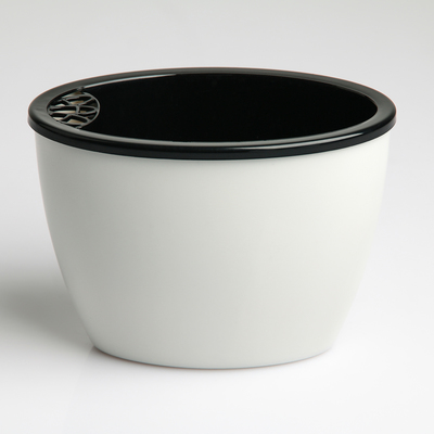 Кашпо овальное «Глянец» 14х8,7х10 см, цвет Черно-белый