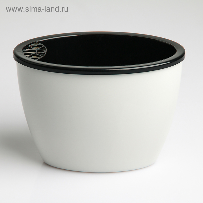Кашпо овальное «Глянец» 14х8,7х10 см, цвет Черно-белый - Фото 1