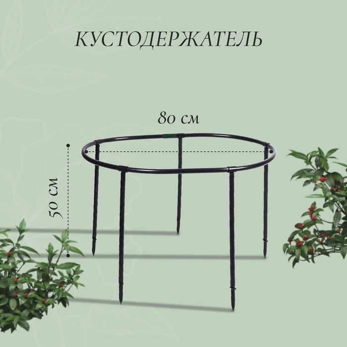 Кустодержатель, d=80 см, h=50 см, ножка d=2 см, пластик, чёрный, «Смородина +» - Фото 1