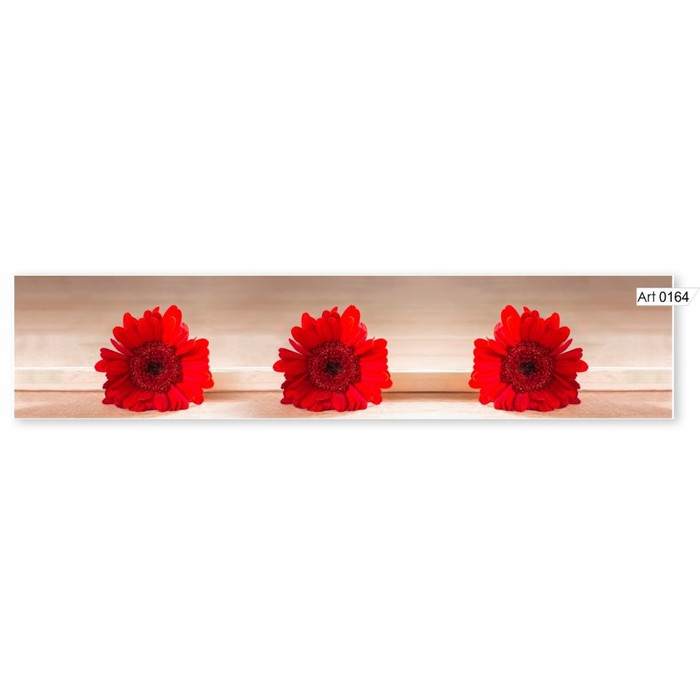 Фартук кухонный МДФ PANDA Красные хризантемы, 0164