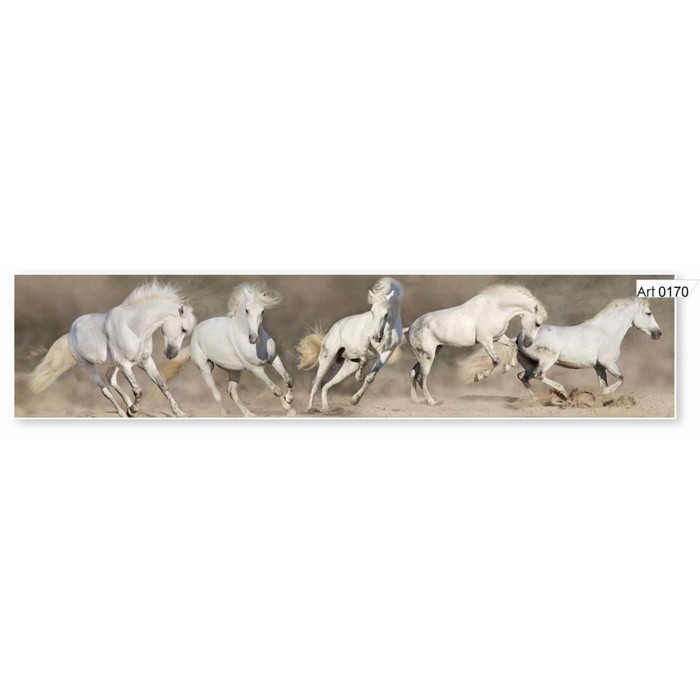 Фартук кухонный МДФ PANDA Белые лошади, 0170