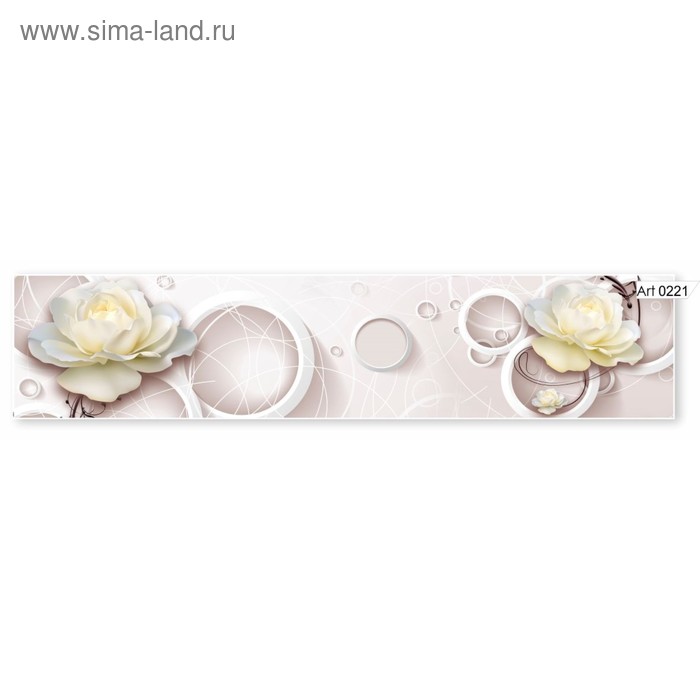 Фартук кухонный МДФ PANDA Белые цветы, 0221 - Фото 1