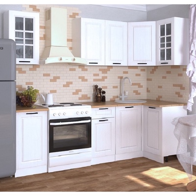 Кухонный гарнитур угловой «Вегас 11»1800×1000 мм, цвет белый