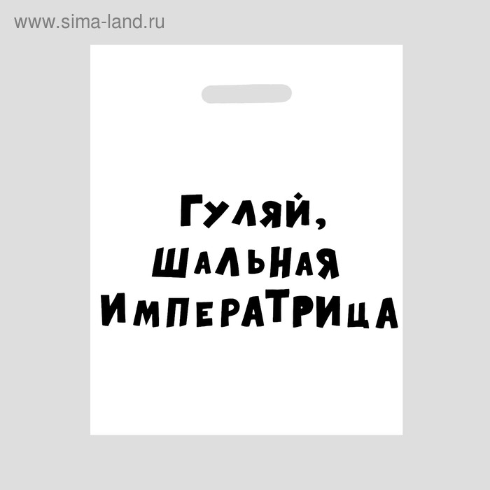 Пакет с приколами, полиэтиленовый с вырубной ручкой, «Гуляй шальная императрица», 31 х 40 см, 60 мкм - Фото 1