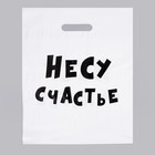 Пакет с приколами, полиэтиленовый с вырубной ручкой, «Несу счастье», 60 мкм 31 х 40 см - фото 318297089