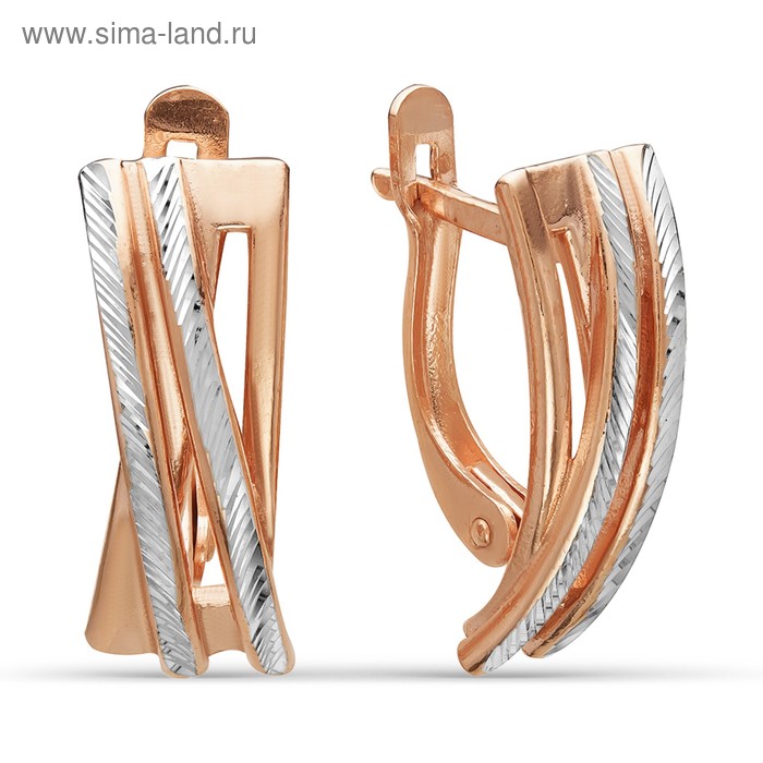 Серьги «Диагональ», розовое золочение - Фото 1