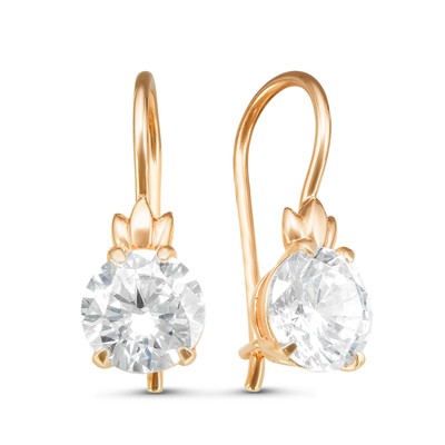 Серьги «Лучик», розовое золочение, цвет белый