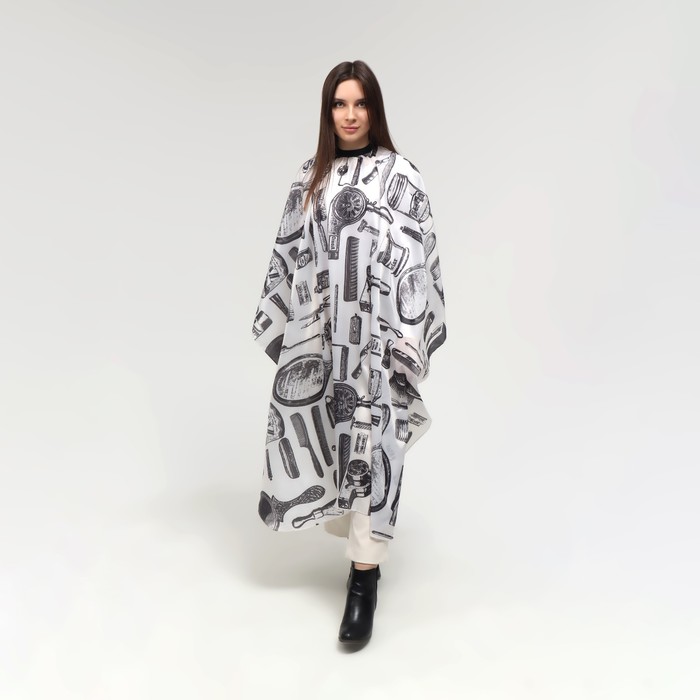 Пеньюар парикмахерский, белый, чёрный