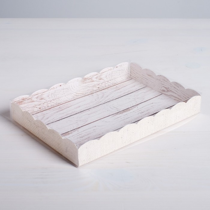 Коробка для кондитерских изделий с PVC-крышкой «Вкусно», 22 × 15 × 3 см