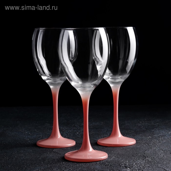 Набор бокалов для вина 3 шт «Венью», 340 мл, 7,1×20,5 см, цвет розовое золото - Фото 1