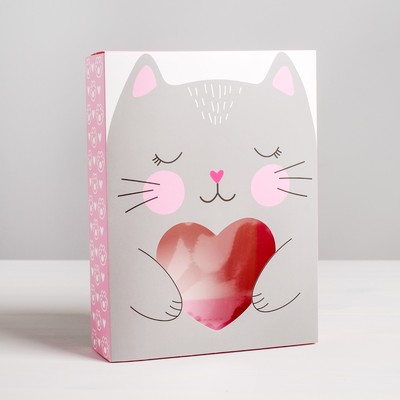 Коробка кондитерская, упаковка, «Котик», 20×15×5 см