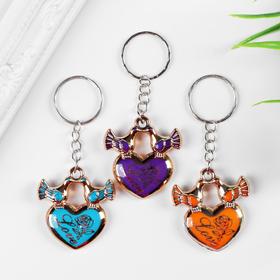 Брелок для ключей на кольце «Голубки на сердце», пластик под металл, 3×3.7 см, МИКС 4645475