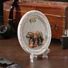Тарелка сувенирная "Медведь большой идущий новый", керамика, гипс, минералы, d=11 см - Фото 2