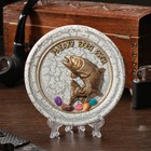 Тарелка сувенирная "Рыба форель", керамика, гипс, минералы, d=11 см - Фото 1