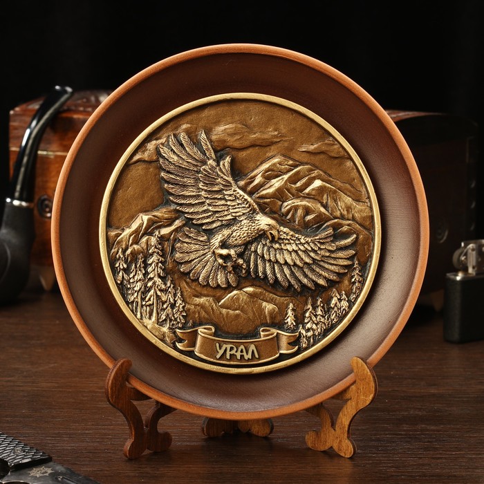 Тарелка сувенирная "Орёл", керамика, гипс, d=16 см - фото 1905633410