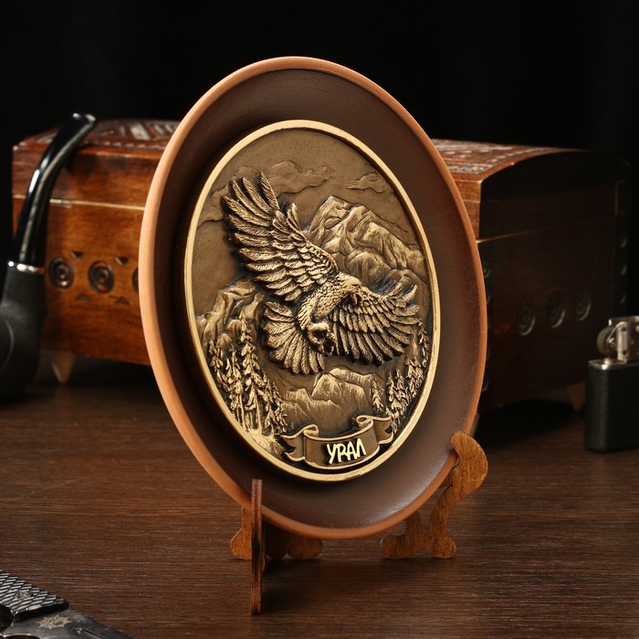 Тарелка сувенирная "Орёл", керамика, гипс, d=16 см - фото 1905633411