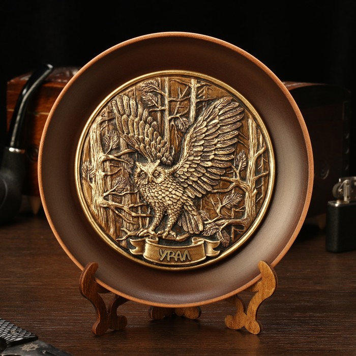 Тарелка сувенирная "Сова", керамика, гипс, d=16 см - фото 1905633419