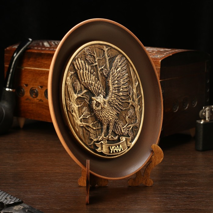 Тарелка сувенирная "Сова", керамика, гипс, d=16 см - фото 1905633420