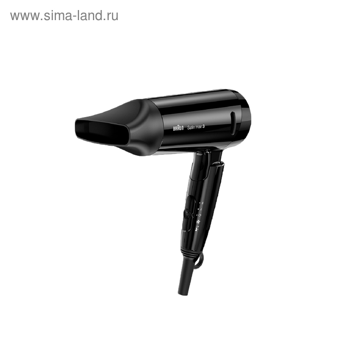 Фен Braun HD350, 1600 Вт, 2 температурных режима, 1 скорость, ионизация, чёрный - Фото 1