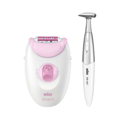 Эпилятор Braun 3-321 Silk-epil 3, 7 Вт, 2 скорости, 20 пинцетов, от сети, бело-розовый