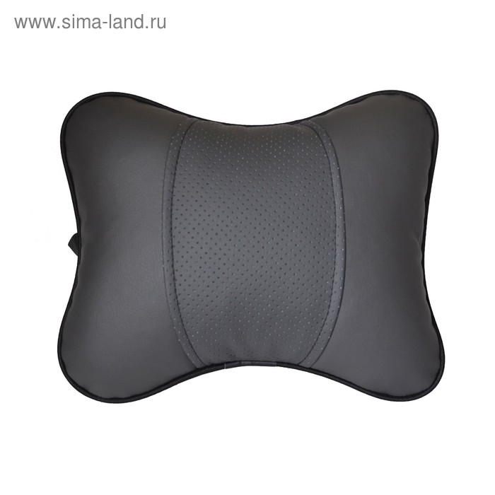 Подушка на подголовник из экокожи увеличенного размера серая
