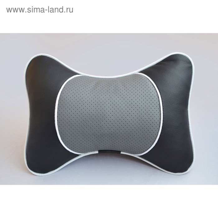 Подушка на подголовник со вставкой из серой перф. экокожи