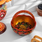 Конфетница с ручкой, 12-13×12-13 см, дерево, хохлома - Фото 2