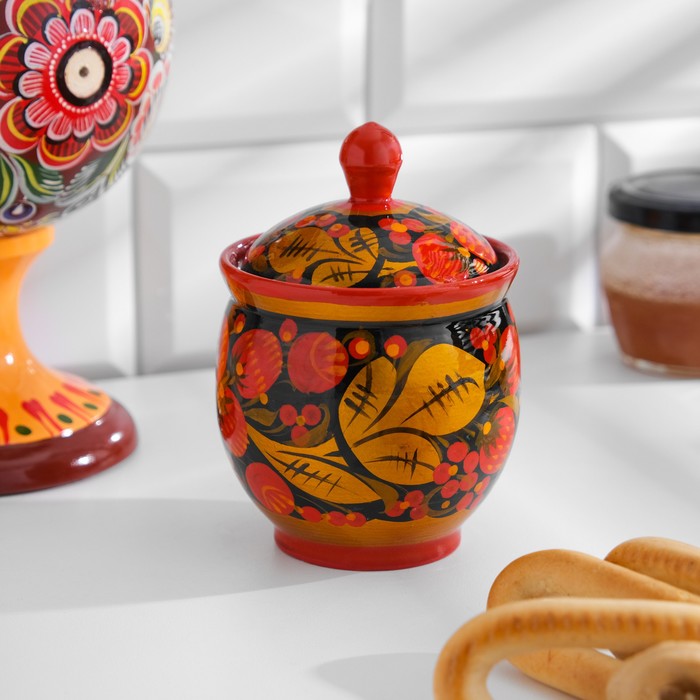 Банка для хранения сыпучих продуктов «Чайница», 11×9 см, хохлома, дерево - Фото 1