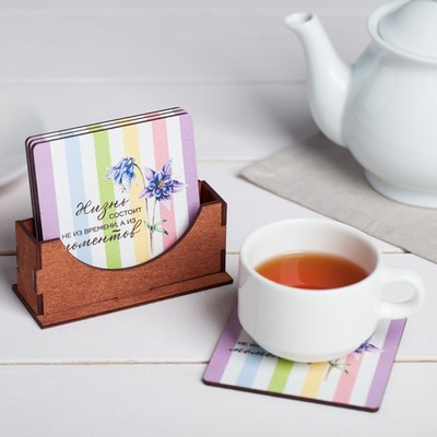 Подставки под горячее «Жизнь состоит из моментов», 9 см, 4 шт