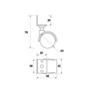 Колесо мебельное, d=40 мм, Г-образное, с креплением, без тормоза, черный пластик (комплект 4 шт) - фото 23010322